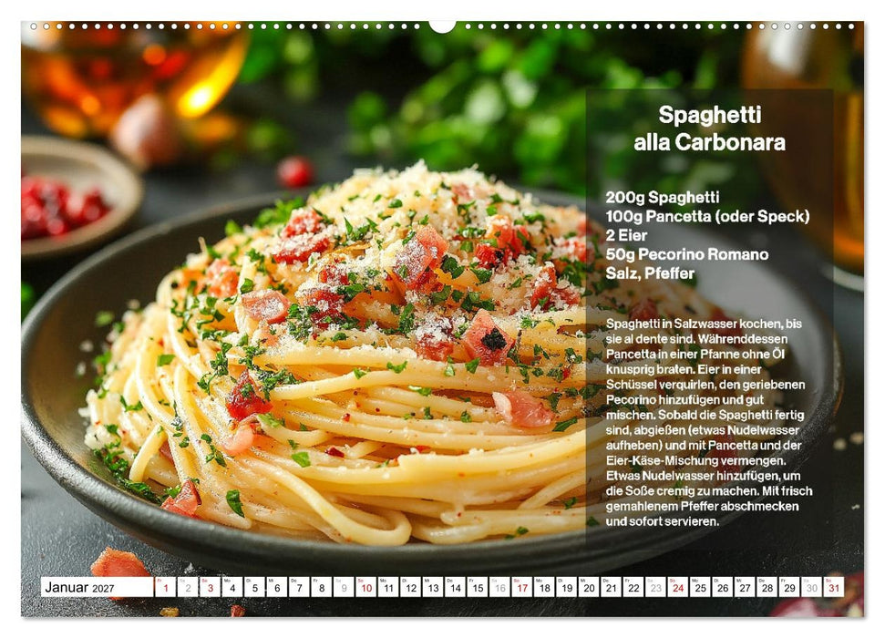 Italienische Spaghetti Rezepte - Leckere Soßen für jeden Monat (CALVENDO Premium Wandkalender 2027)