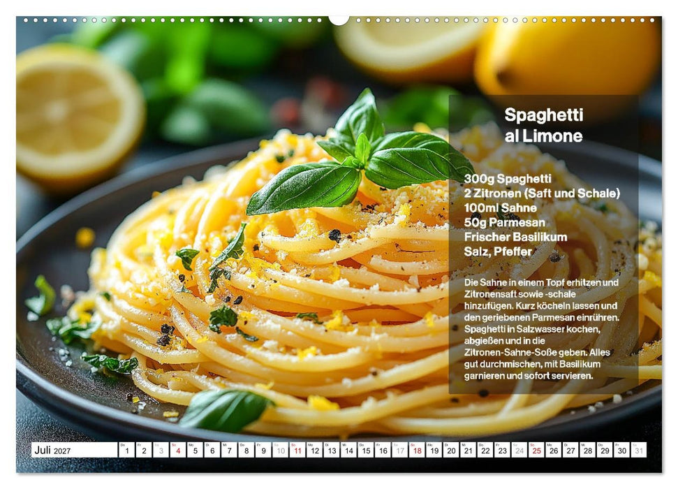 Italienische Spaghetti Rezepte - Leckere Soßen für jeden Monat (CALVENDO Premium Wandkalender 2027)