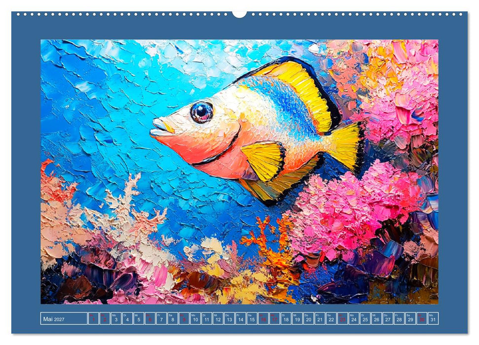 Bunte Fische im Ölgemälde-Stil. Zuhause in den Meerestiefen (CALVENDO Wandkalender 2027)