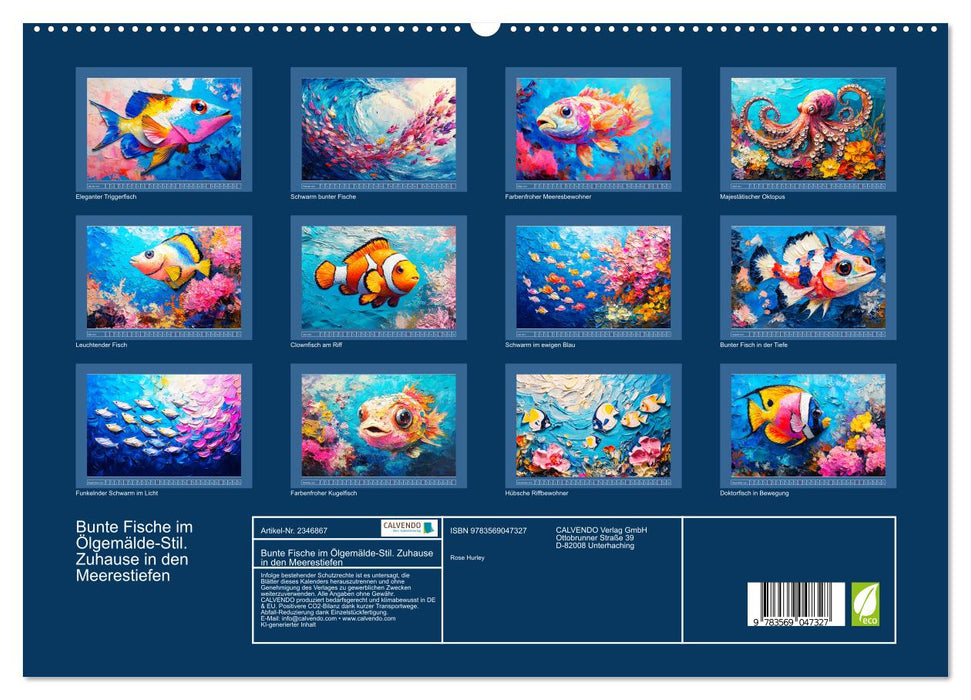 Bunte Fische im Ölgemälde-Stil. Zuhause in den Meerestiefen (CALVENDO Premium Wandkalender 2027)
