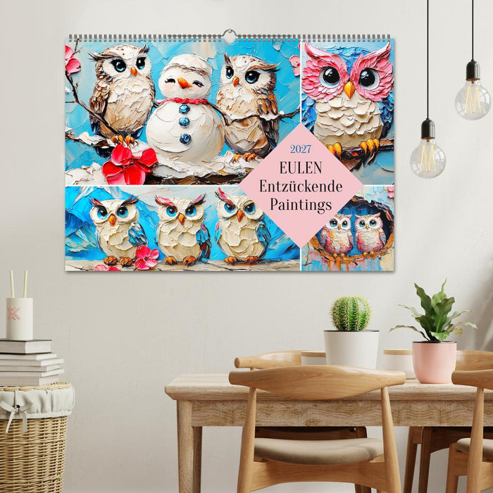 Eulen. Entzückende Paintings (CALVENDO Wandkalender 2027)