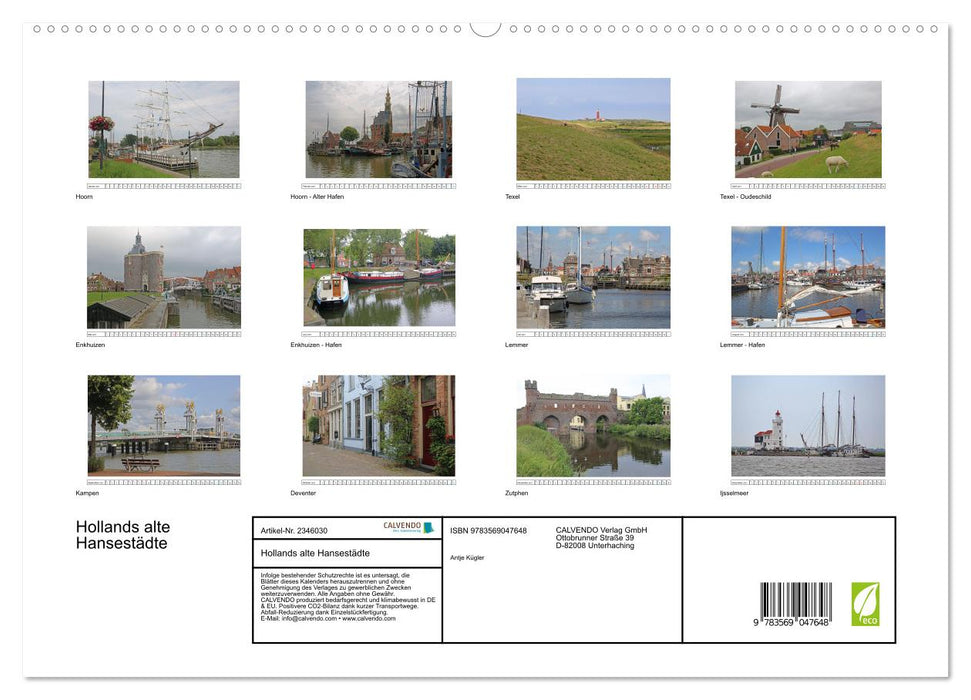 Hollands alte Hansestädte (CALVENDO Premium Wandkalender 2027)