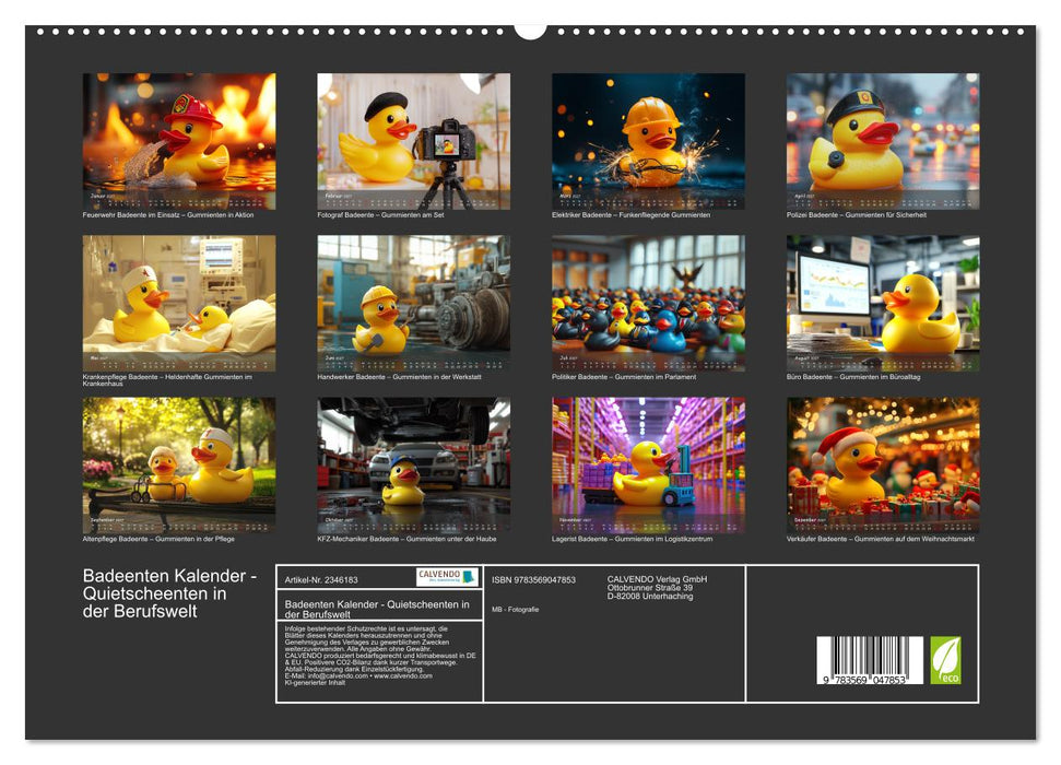 Badeenten Kalender - Quietscheenten in der Berufswelt (CALVENDO Premium Wandkalender 2027)