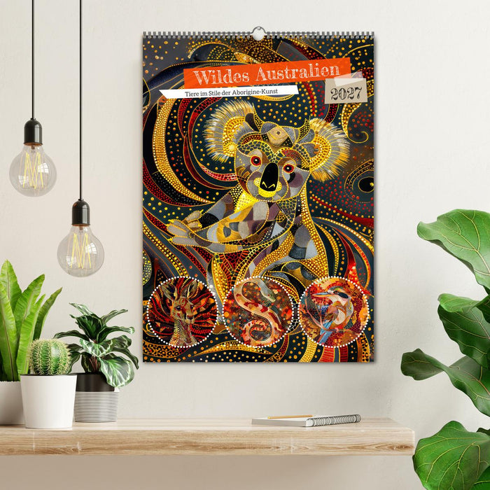 Wildes Australien - Tiere im Stile der Aborigine-Kunst (CALVENDO Wandkalender 2027)