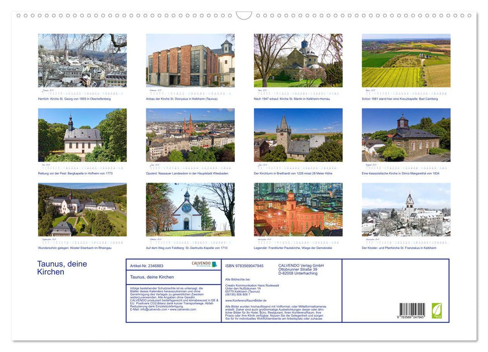 Taunus, deine Kirchen (CALVENDO Wandkalender 2027)
