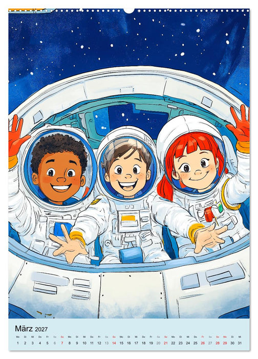 Im Weltall. Manga-Astronauten auf Mission (CALVENDO Wandkalender 2027)
