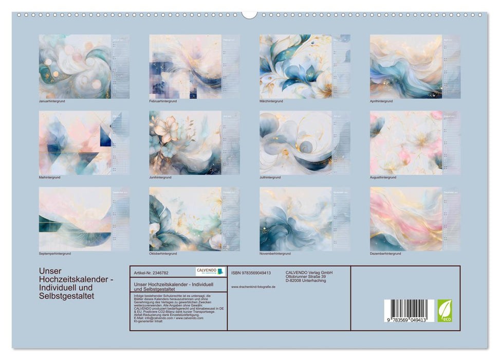 Unser Hochzeitskalender - Individuell und Selbstgestaltet (CALVENDO Premium Wandkalender 2027)