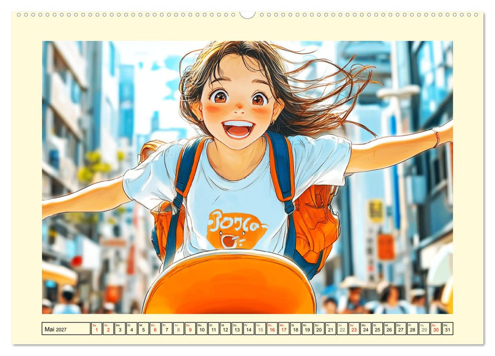 Manga Mädchen. Ein Jahr voller Stadtabenteuer (CALVENDO Wandkalender 2027)