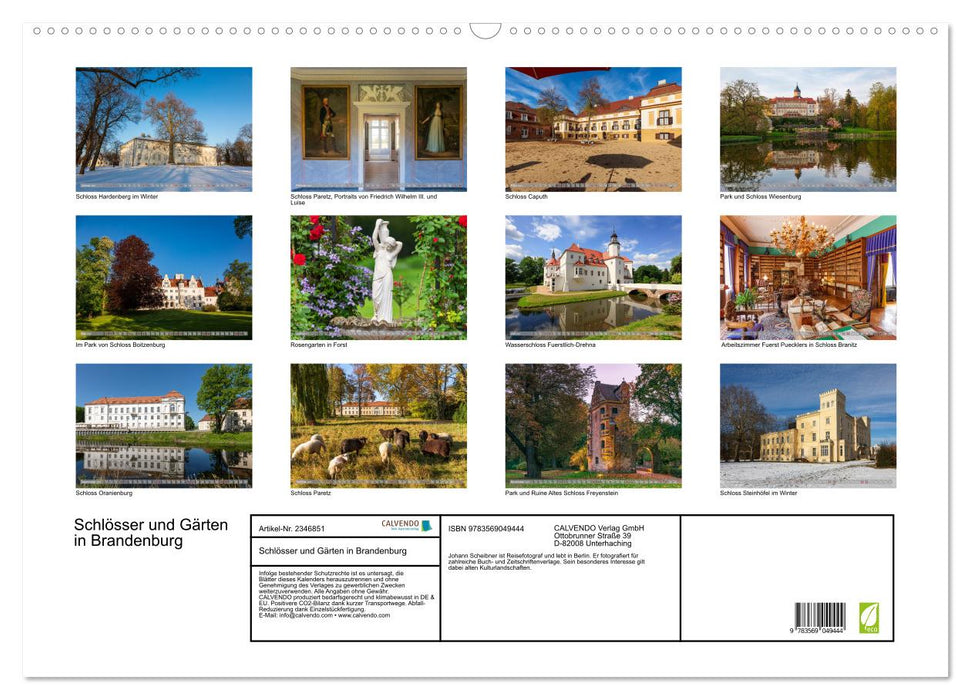 Schlösser und Gärten in Brandenburg (CALVENDO Wandkalender 2027)