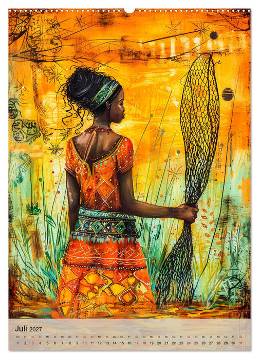 Afrikanische Eleganz - Illustrationen in harmonischen Farben (CALVENDO Premium Wandkalender 2027)