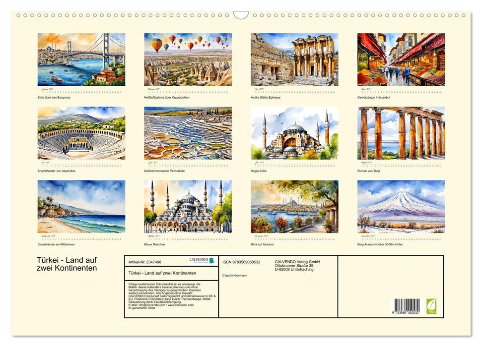 Türkei - Land auf zwei Kontinenten (CALVENDO Wandkalender 2027)