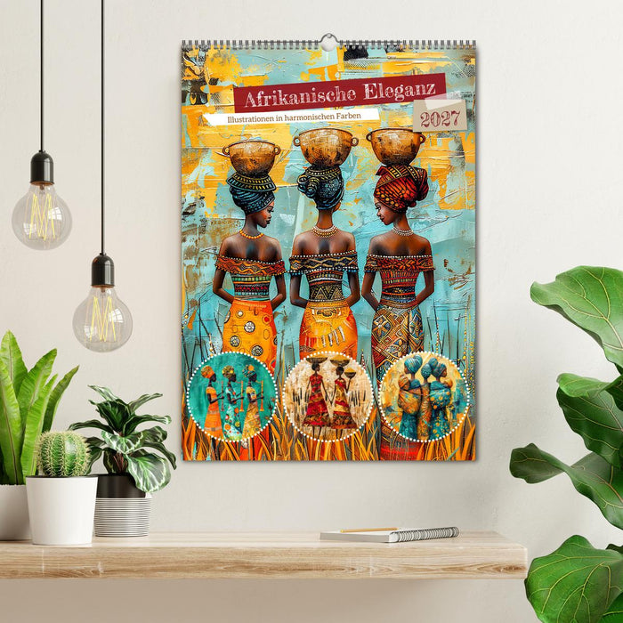 Afrikanische Eleganz - Illustrationen in harmonischen Farben (CALVENDO Wandkalender 2027)