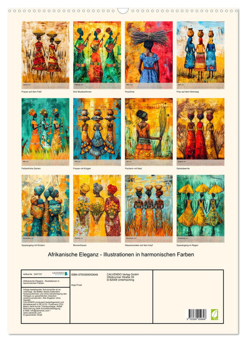 Afrikanische Eleganz - Illustrationen in harmonischen Farben (CALVENDO Wandkalender 2027)