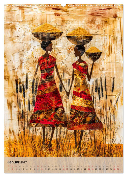 Afrikanische Eleganz - Illustrationen in harmonischen Farben (CALVENDO Wandkalender 2027)