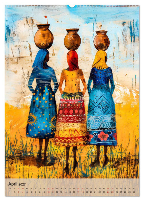 Afrikanische Eleganz - Illustrationen in harmonischen Farben (CALVENDO Wandkalender 2027)