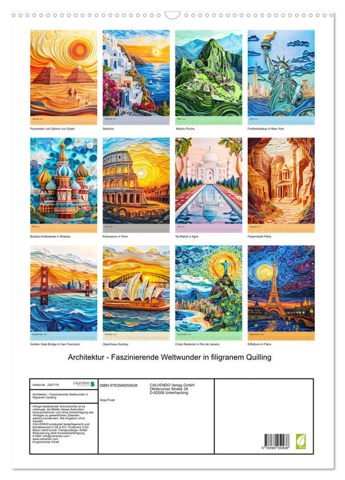 Architektur - Faszinierende Weltwunder in filigranem Quilling (CALVENDO Wandkalender 2027)