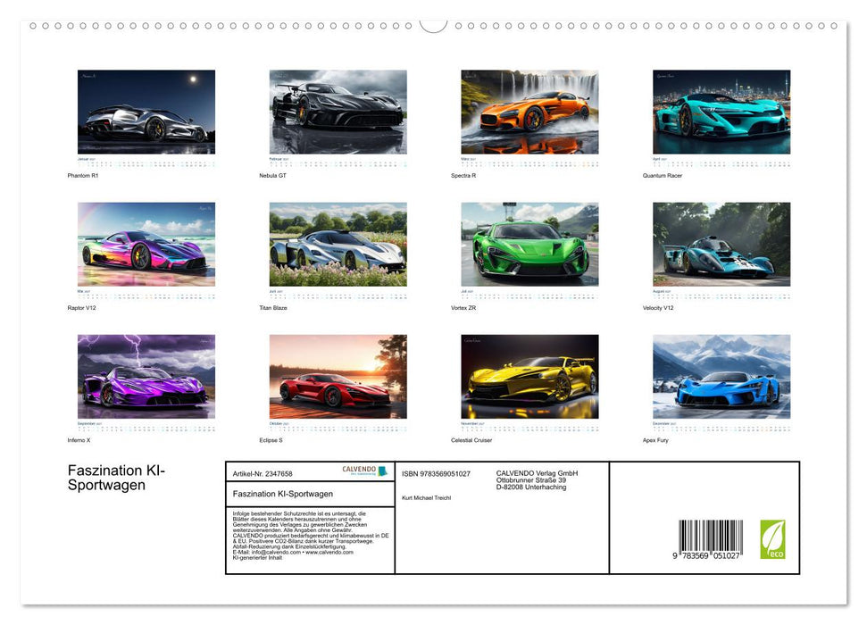 Faszination KI-Sportwagen (CALVENDO Premium Wandkalender 2027)