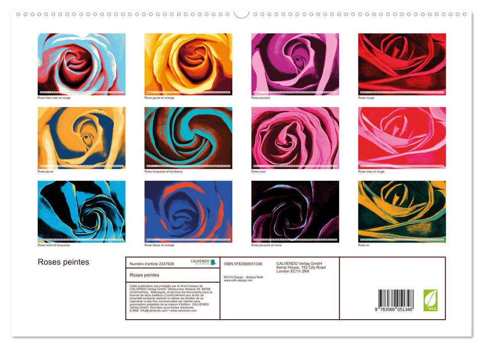 Roses peintes (CALVENDO Calendrier supérieur 2027)