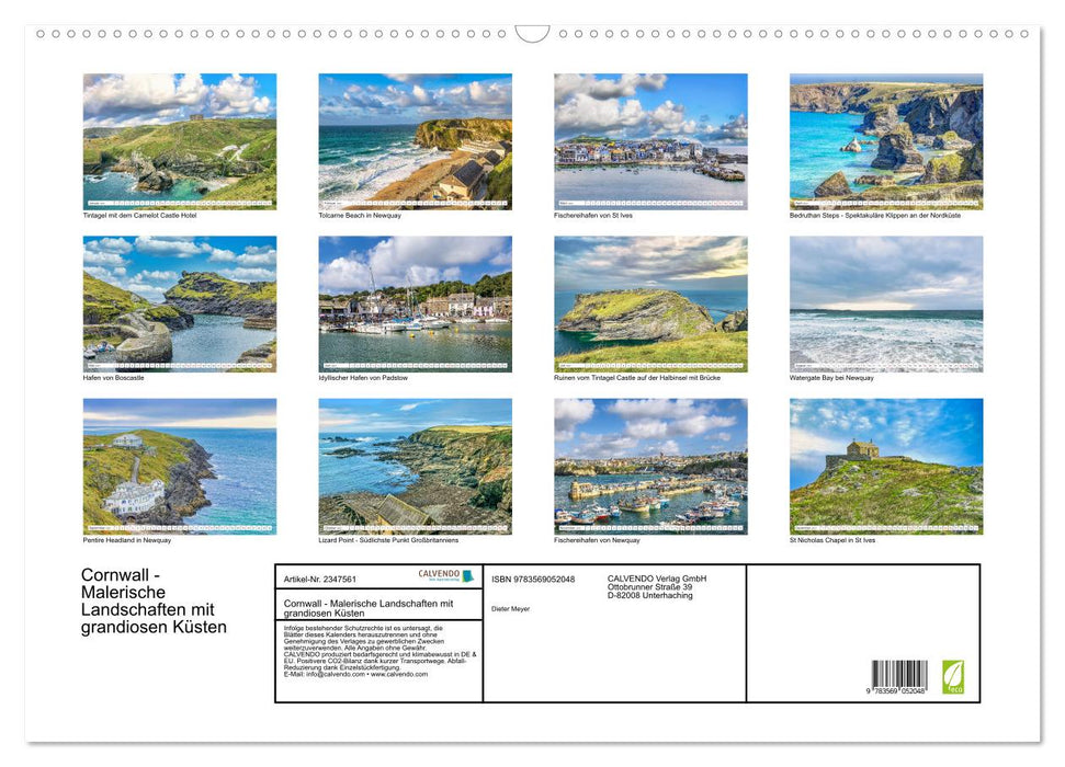Cornwall - Malerische Landschaften mit grandiosen Küsten (CALVENDO Wandkalender 2027)