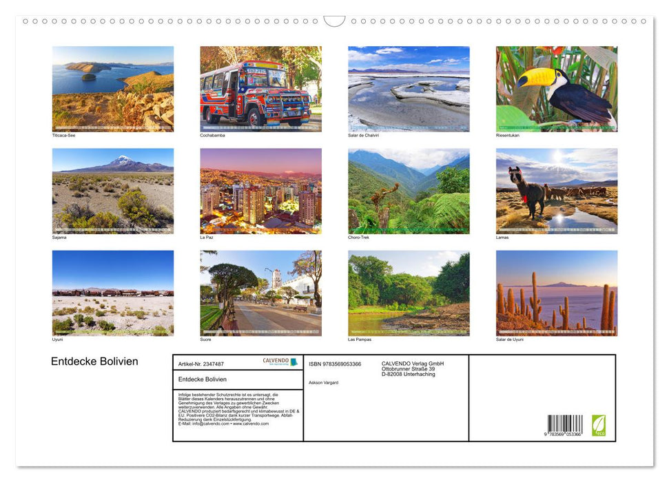 Entdecke Bolivien (CALVENDO Wandkalender 2027)