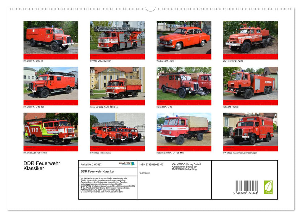 DDR Feuerwehr Klassiker (CALVENDO Premium Wandkalender 2027)