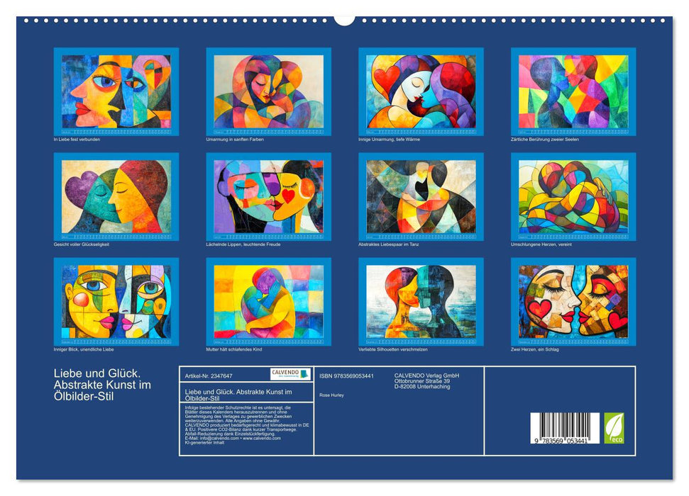 Liebe und Glück. Abstrakte Kunst im Ölbilder-Stil (CALVENDO Premium Wandkalender 2027)