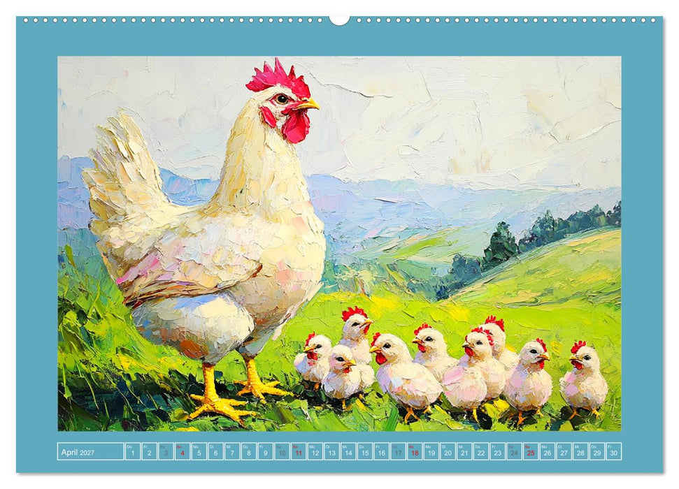Federleichte Schönheiten. Duftige Hühner-Paintings (CALVENDO Wandkalender 2027)