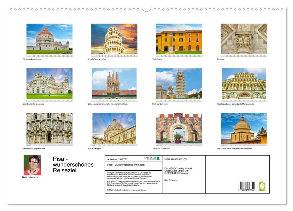 Pisa - wunderschönes Reiseziel (CALVENDO Wandkalender 2027)