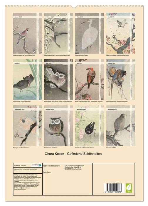 Ohara Koson - Gefiederte Schönheiten (CALVENDO Premium Wandkalender 2027)
