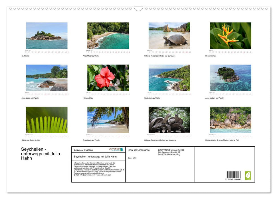 Seychellen - unterwegs mit Julia Hahn (CALVENDO Wandkalender 2027)
