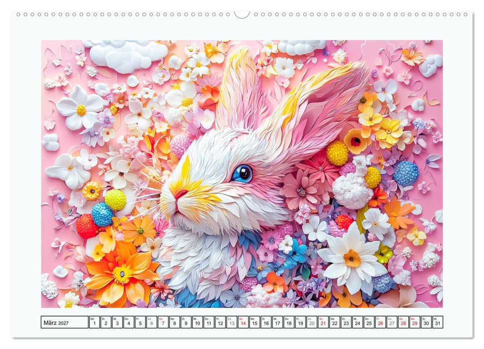 Luftige Collagen. Zauberhafte Tiere in fröhlichen Farben (CALVENDO Premium Wandkalender 2027)