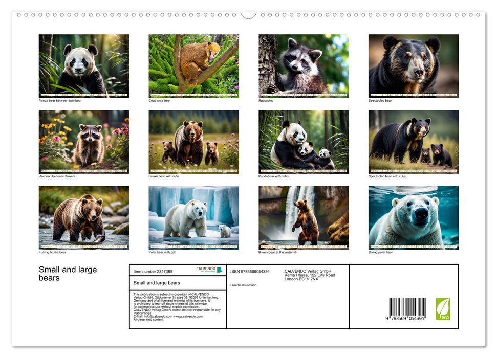 Small and large bears (CALVENDO Premium-Calendar 2027)
