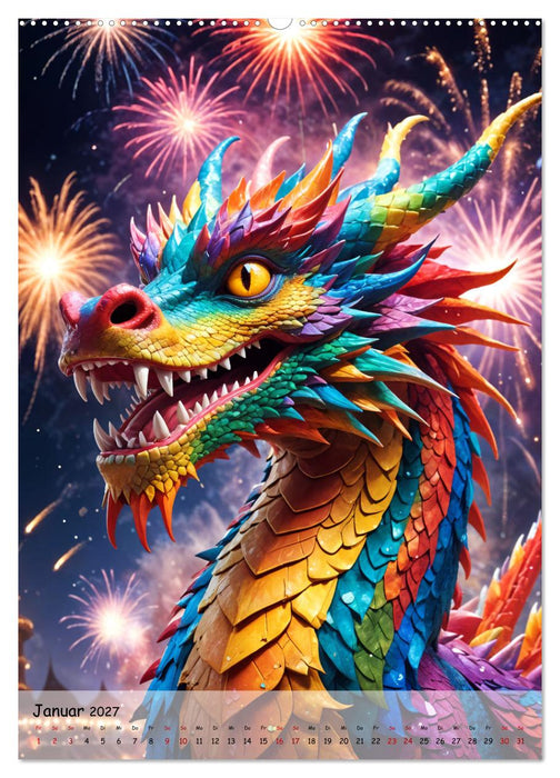 Drachenwelten – Ein Jahr voller Mystik und Magie (CALVENDO Wandkalender 2027)