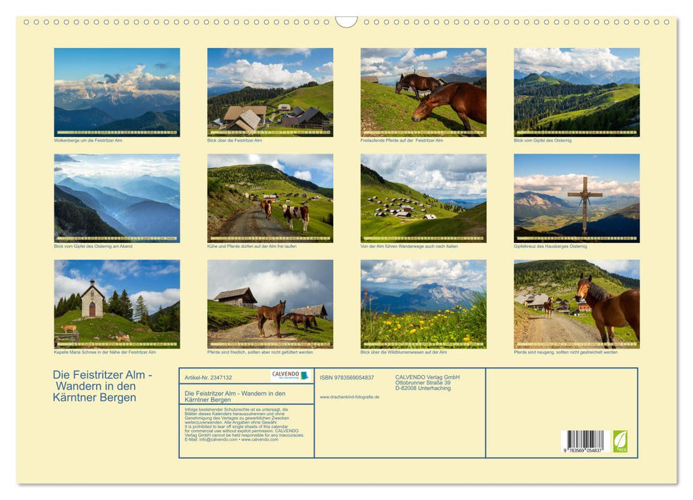 Die Feistritzer Alm - Wandern in den Kärntner Bergen (CALVENDO Wandkalender 2027)