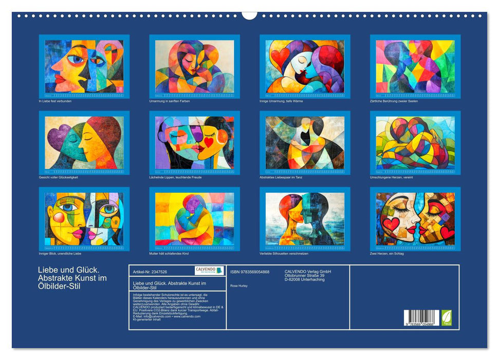 Liebe und Glück. Abstrakte Kunst im Ölbilder-Stil (CALVENDO Wandkalender 2027)