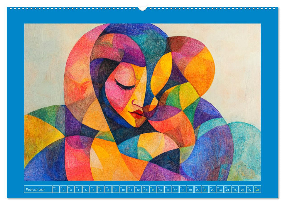 Liebe und Glück. Abstrakte Kunst im Ölbilder-Stil (CALVENDO Wandkalender 2027)