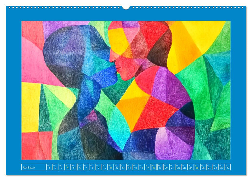 Liebe und Glück. Abstrakte Kunst im Ölbilder-Stil (CALVENDO Wandkalender 2027)