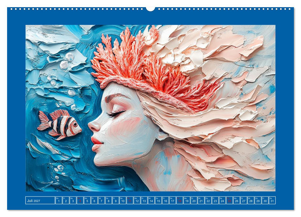 Meerjungfrauen. Zauberhafte Illustrationen im Ölgemälde-Stil (CALVENDO Premium Wandkalender 2027)