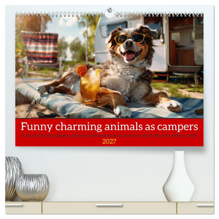Funny charming animals as campers (CALVENDO Premium-Calendar 2027)