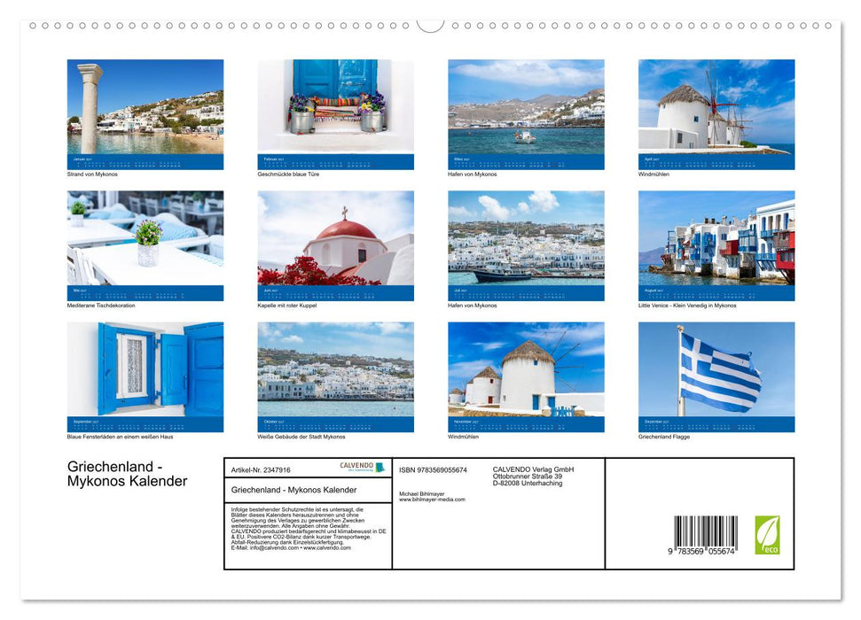 Griechenland - Mykonos Kalender (CALVENDO Premium Wandkalender 2027)