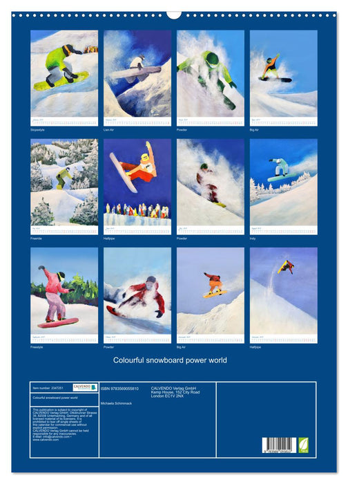 Colourful snowboard power world (CALVENDO Monthly Calendar 2027)