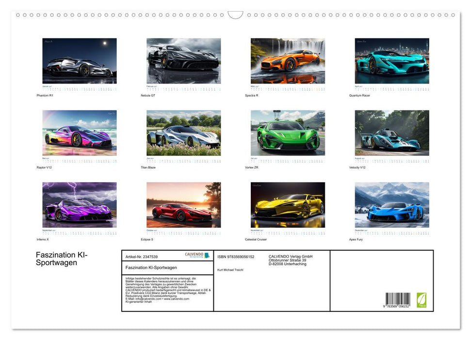 Faszination KI-Sportwagen (CALVENDO Wandkalender 2027)