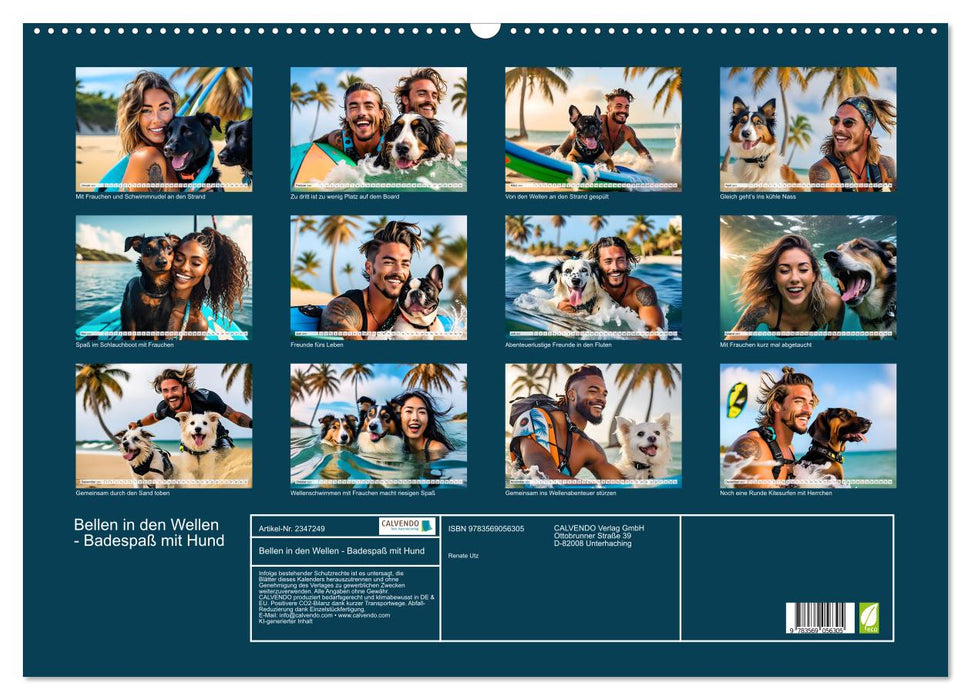 Bellen in den Wellen - Badespaß mit Hund (CALVENDO Wandkalender 2027)