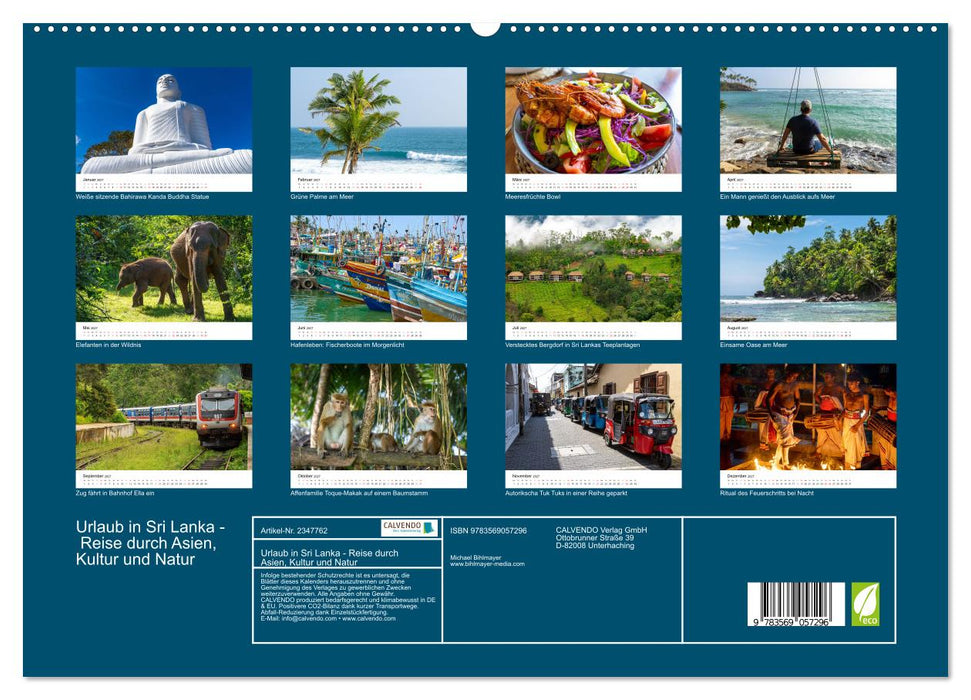 Urlaub in Sri Lanka - Reise durch Asien, Kultur und Natur (CALVENDO Premium Wandkalender 2027)