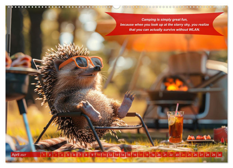 Funny charming animals as campers (CALVENDO Monthly Calendar 2027)