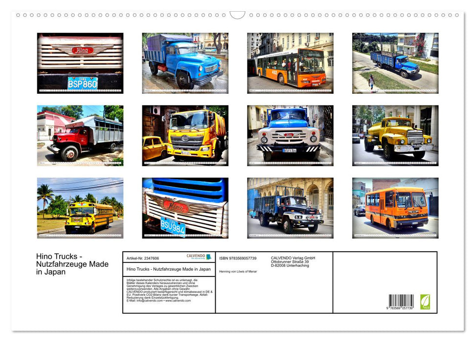 Hino Trucks - Nutzfahrzeuge Made in Japan (CALVENDO Wandkalender 2027)
