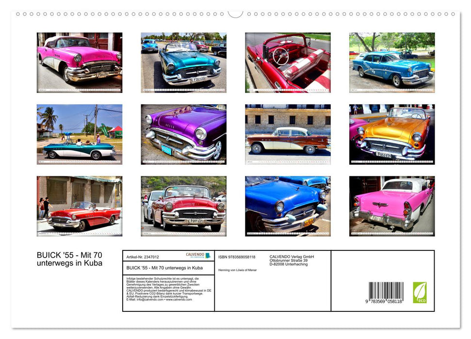 BUICK '55 - Mit 70 unterwegs in Kuba (CALVENDO Premium Wandkalender 2027)