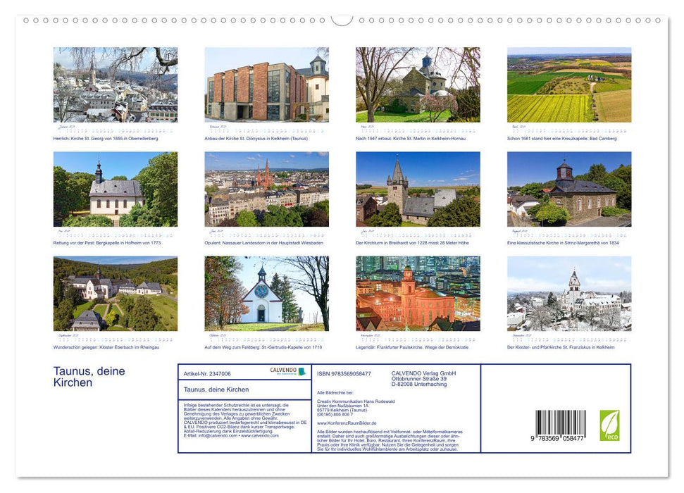 Taunus, deine Kirchen (CALVENDO Premium Wandkalender 2027)