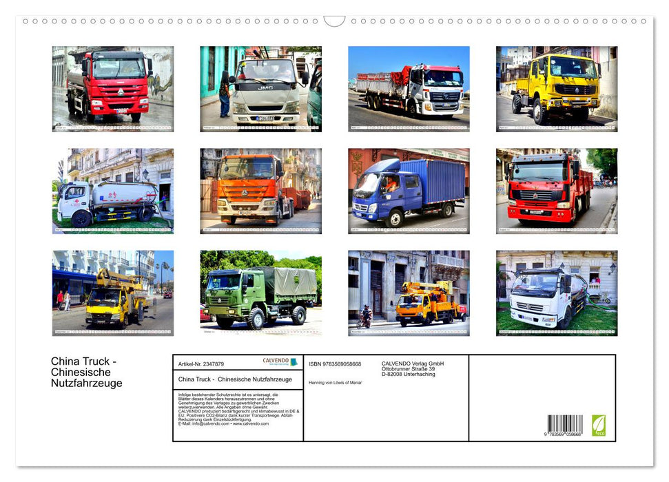 China Truck - Chinesische Nutzfahrzeuge (CALVENDO Wandkalender 2027)