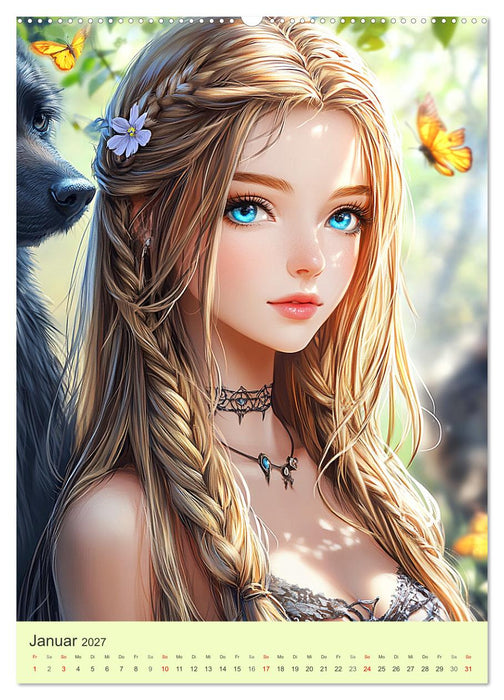 Keltische Mythen. Die magische Anderwelt-Fantasy im Manga-Stil (CALVENDO Premium Wandkalender 2027)